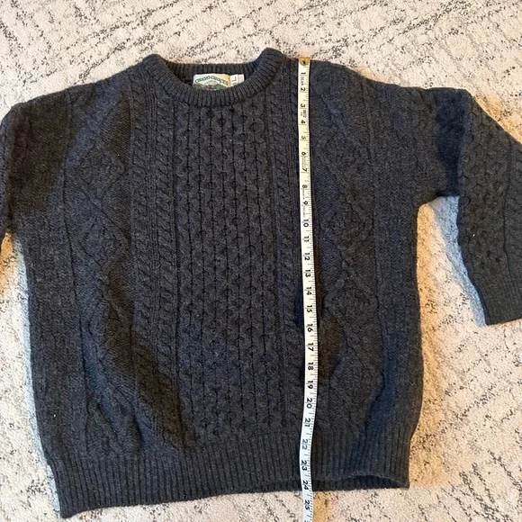 Men's Classic Cable Aran Irish Fisherman Knit Sweater - charcoal - Picture 6 of 7